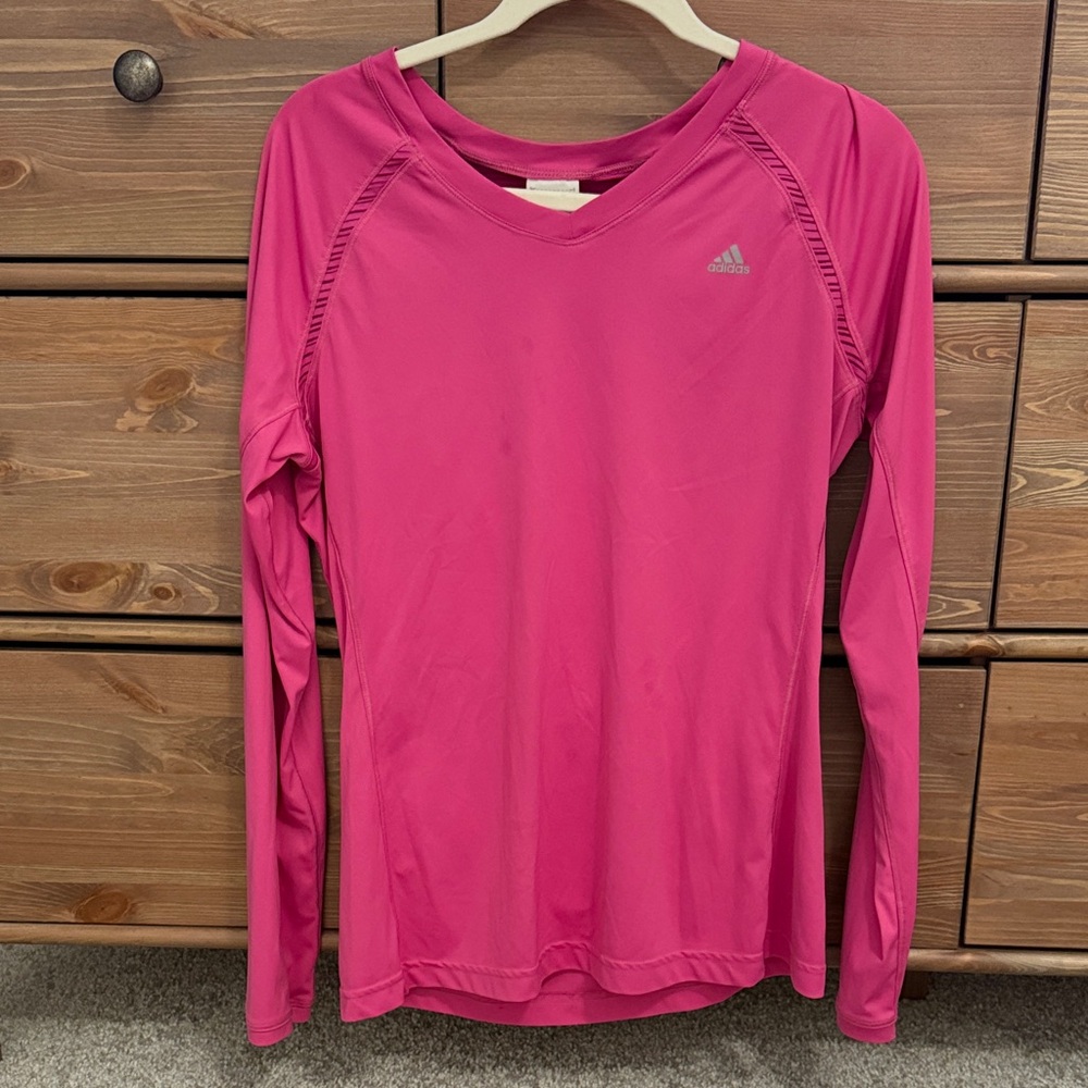 Adidas Women's Vibrant Pink Long Sleeve Tee